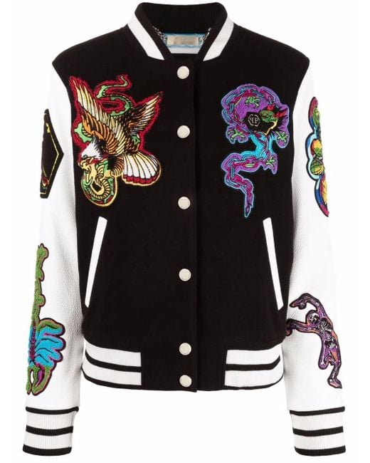 Philipp Plein Bomberjack Met Colourblocking in het Black