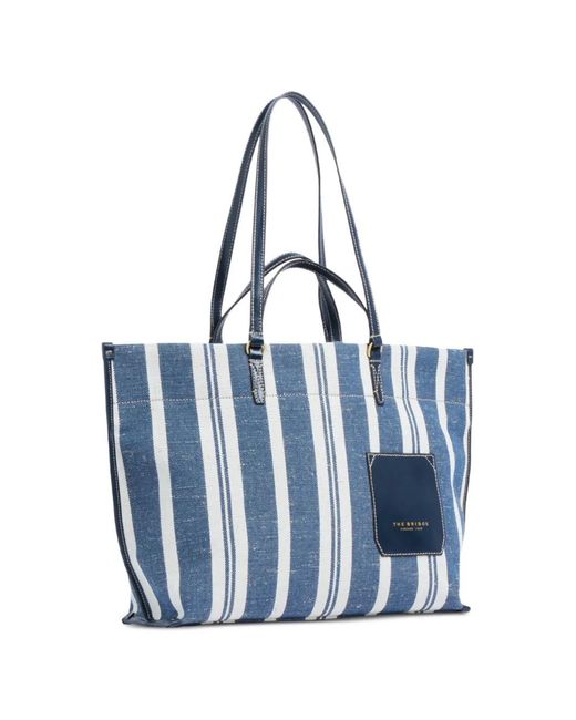 The Bridge Blue Sac De Plage À Rayures Et Finitions En Cuir