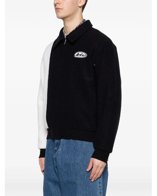 Arte' Black Logo Varsity Bomber Jacket for men