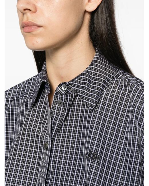 Loewe Gray Check-Pattern Cropped Shirt