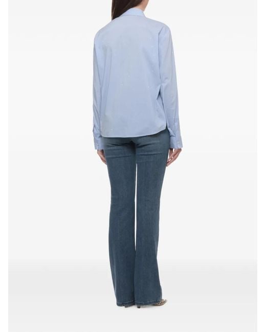 Emme Blue Rhinestone-Embellished Long-Sleeve Shirt