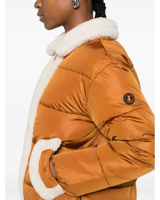 Save The Duck Orange Honey Faux-Shearling Trim Jacket