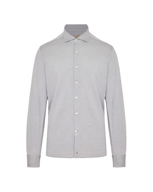 Sonrisa Gray Piqué-Weave Long-Sleeve Shirt for men