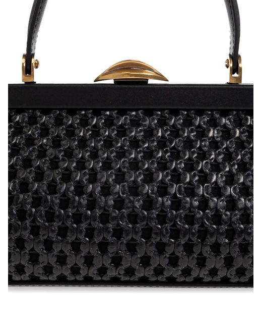 Cult Gaia Black Mini Zuma Woven Tote Bag