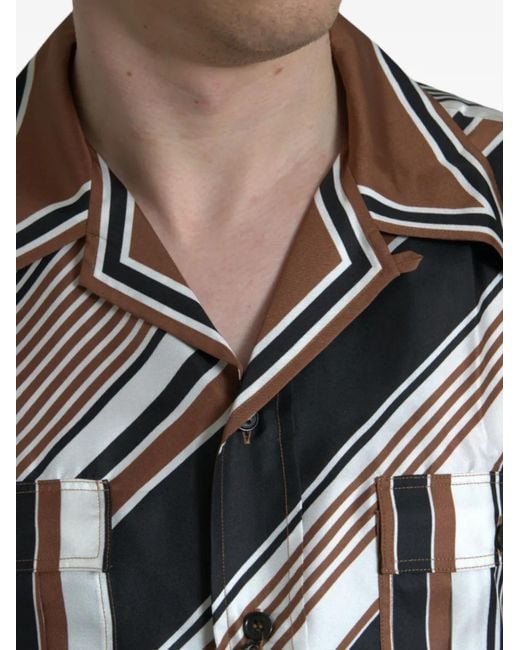 Dolce & Gabbana Black Diagonal-Striped Silk Shirt for men