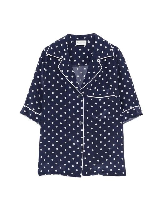 P.A.R.O.S.H. Blue Polka-Dot Piped-Trim Shirt