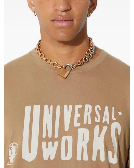 Universal Works Natural Logo-Print T-Shirt for men