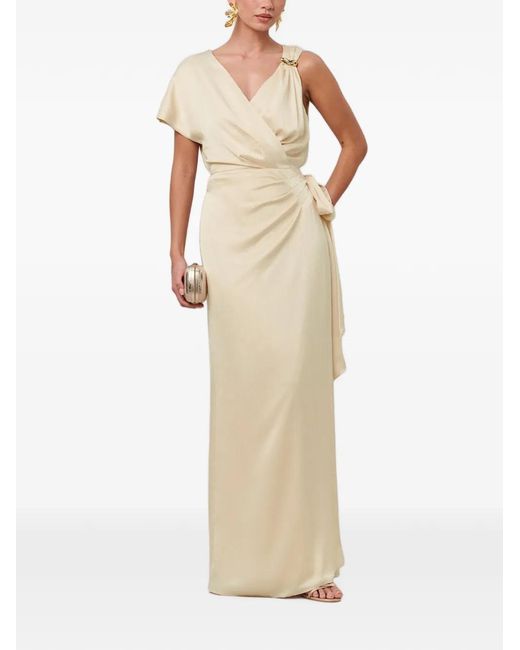 Savel Natural One-Shoulder Draped Maxi Dress