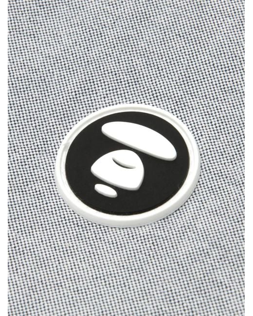 Aape By A Bathing Ape Gray Logo-Patch Short-Sleeve Shirt for men