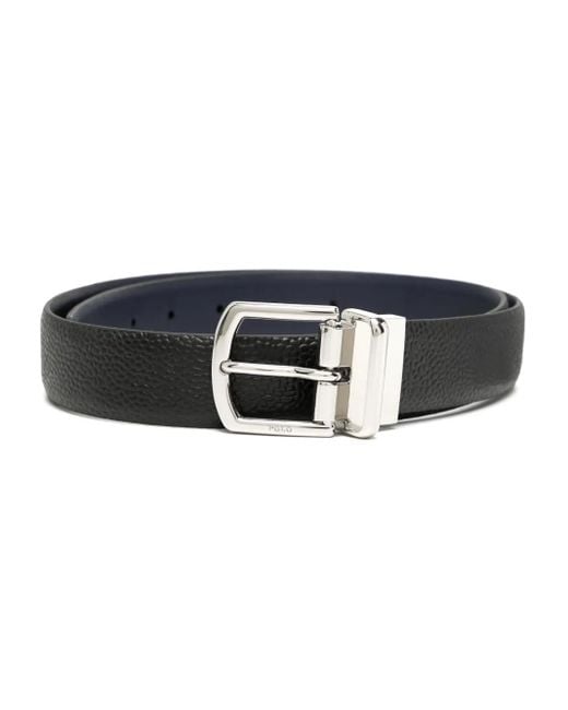 Polo Ralph Lauren Black Logo-Engraved Buckle Reversible Belt for men