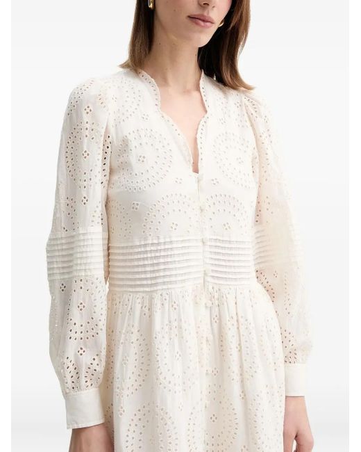 Boss White Dabrody Eyelet-Embroidered Pleated Midi Dress