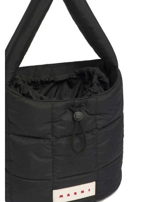 Marni Black Padded-Quilted Shoulder Bag