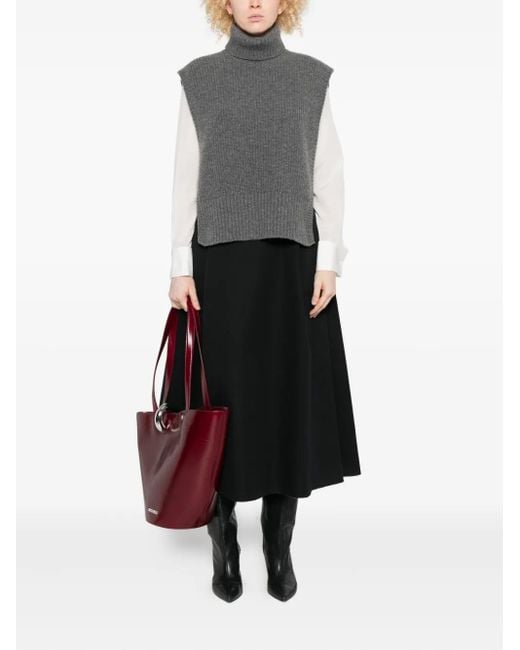 DAVANTINO Gray Turtleneck Sleeveless Wool Sweater