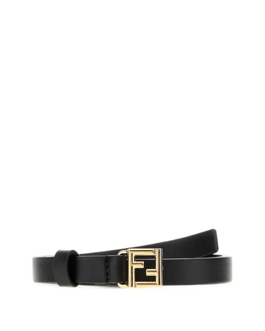 Fendi White Ff Buckle Leather Belt