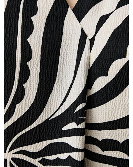 Joseph Ribkoff Black Abstract-Print Short-Sleeve Blouse