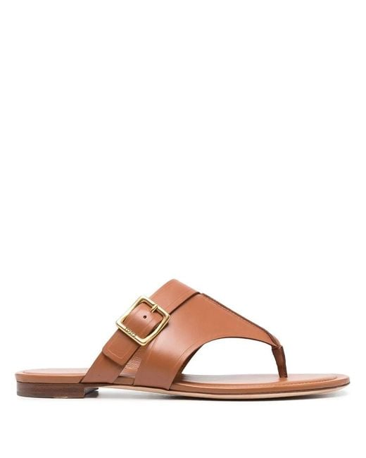 Tod's Brown Side-Buckle Flat Sandals