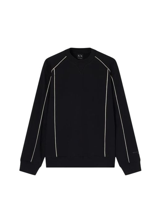 ARMANI EXCHANGE Black Piped-Trim Crew-Neck Sweater for men