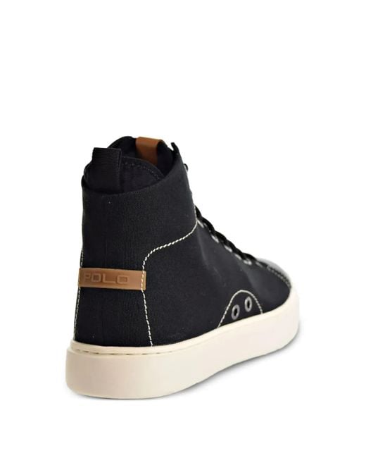 Polo Ralph Lauren Black Canvas High-Top Trainers for men