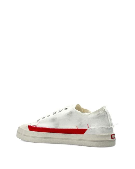 DIESEL White S-D-Verse Distressed Sneakers for men