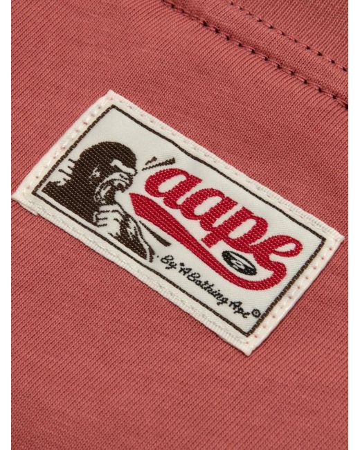 Aape By A Bathing Ape Red Logo-Patch Graphic-Print T-Shirt for men