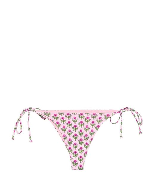 Mc2 Saint Barth Pink Marielle Floral-print Bikini Bottom