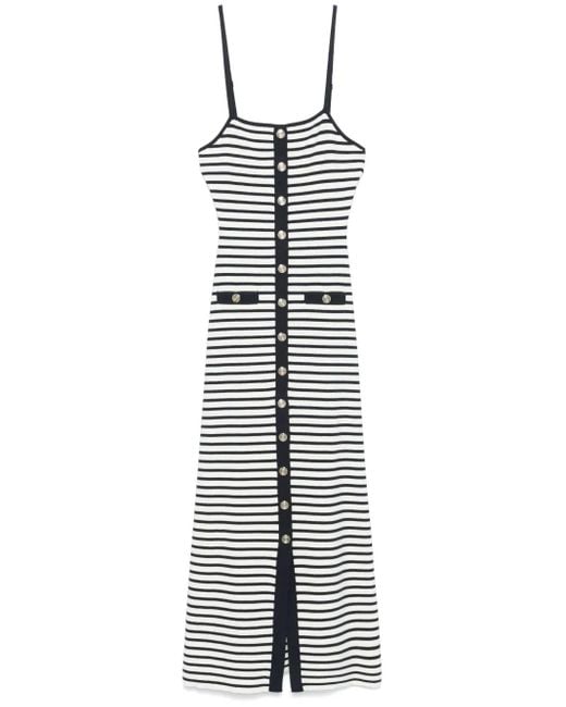 Maje White Gestreiftes Midikleid