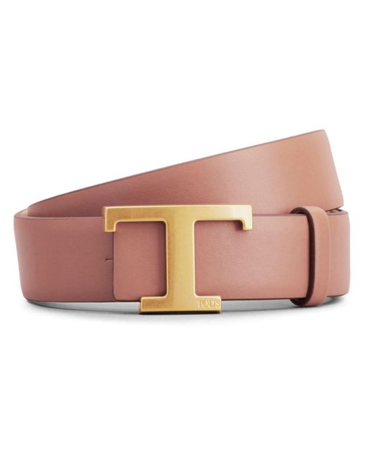 Tod's Pink T Timeless Reversible Leather Belt