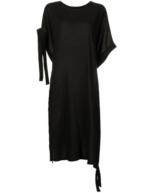 Y's Yohji Yamamoto Black Buttoned Side-Tie Midi Dress