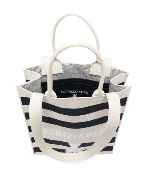 Patrizia Pepe White Gestreifter Shopper