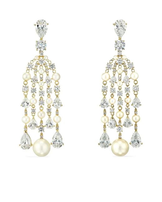 Anabela Chan Metallic 18K Vermeil Diamond Pearl Raindrop Earrings