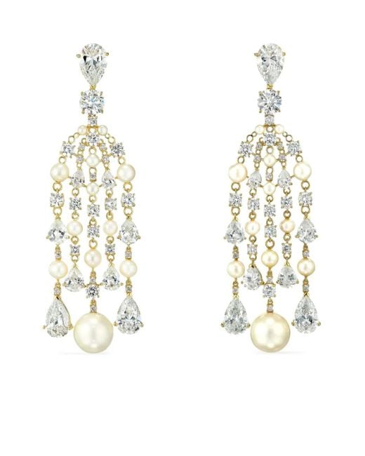 Anabela Chan Metallic 18K Vermeil Diamond Pearl Raindrop Earrings