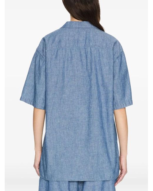 The Row Blue Short-Sleeve Collared Shirt