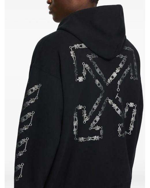 Off-White c/o Virgil Abloh Black Chain Arrow Diagonal Drawstring Hoodie for men