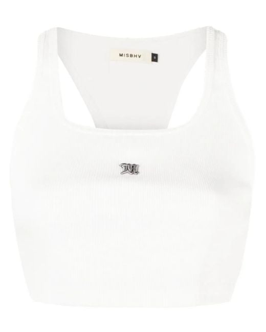 M I S B H V White The M Logo-Embroidered Top