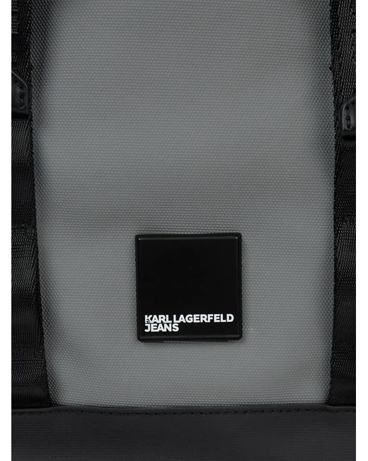 Karl Lagerfeld Gray Venture Buckle-Strap Backpack for men