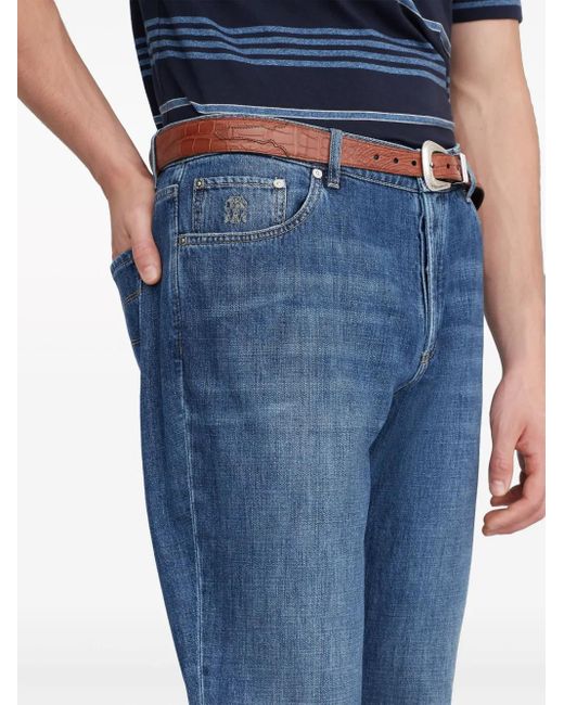 Brunello Cucinelli Blue Traditional Fit Pants for men