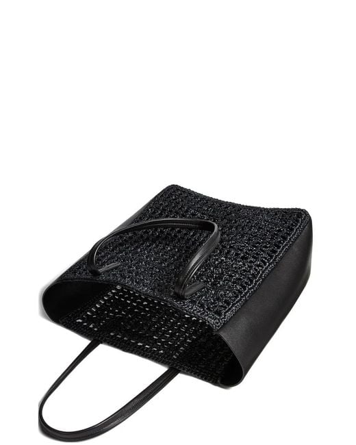 Khaite Black Woven-Panel Tote Bag