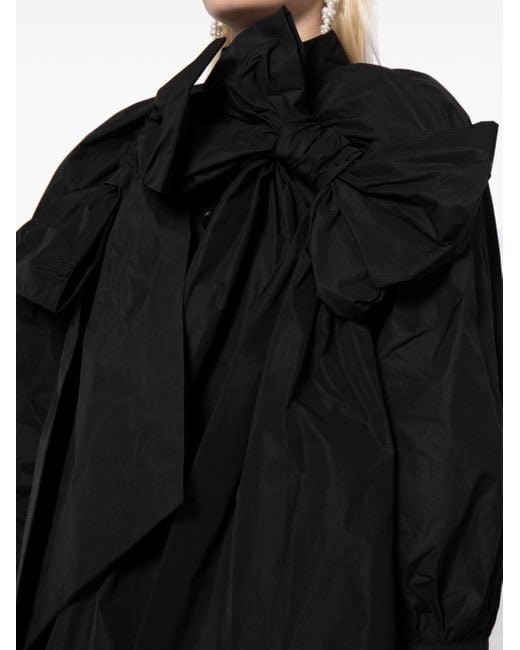 Simone Rocha Black Bow-detailing Asymmetric Jacket