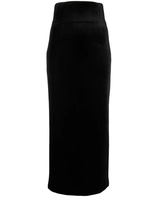 Philosophy Di Lorenzo Serafini Black Stretch Velvet Straight Skirt