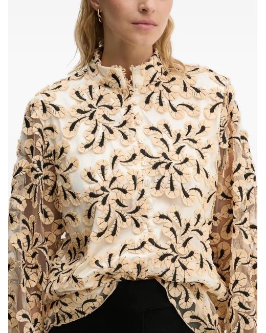 Bruuns Bazaar Women's Black Floral-Embroidered Ruffled Blouse