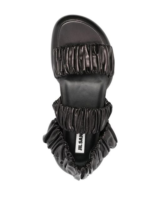 Jil Sander Black Leather Platform Slides