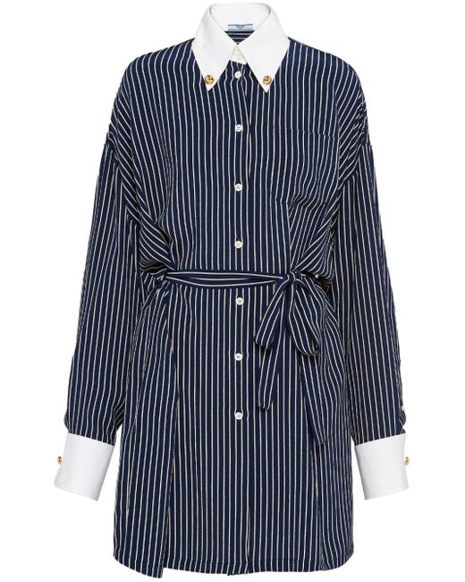 Prada Blue Striped Silk Shirt