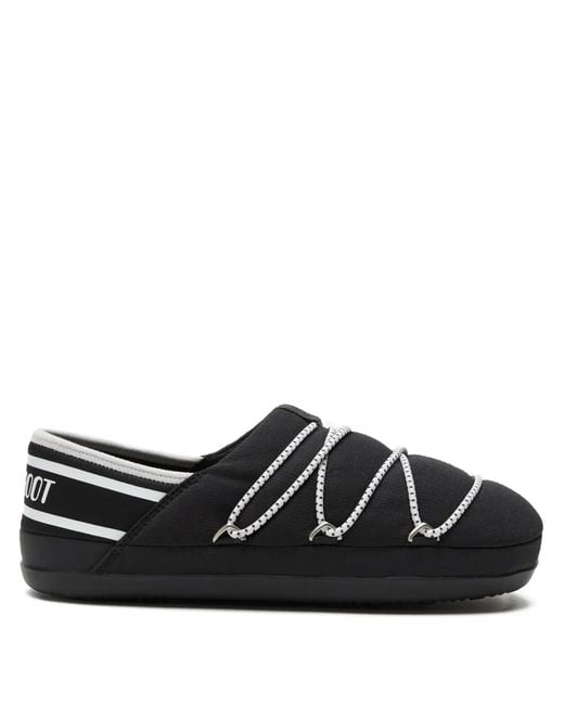 Moon Boot Black Icon Embellished Slippers