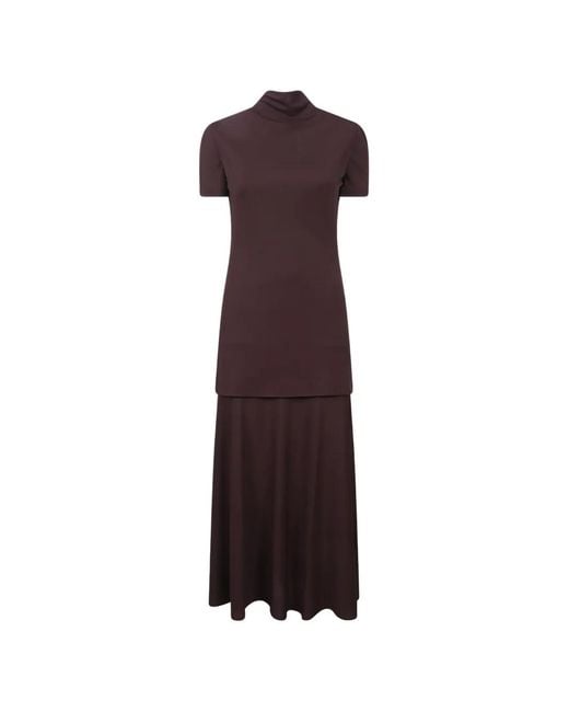 Jil Sander Purple Fluid Viscose High-Neck Dress