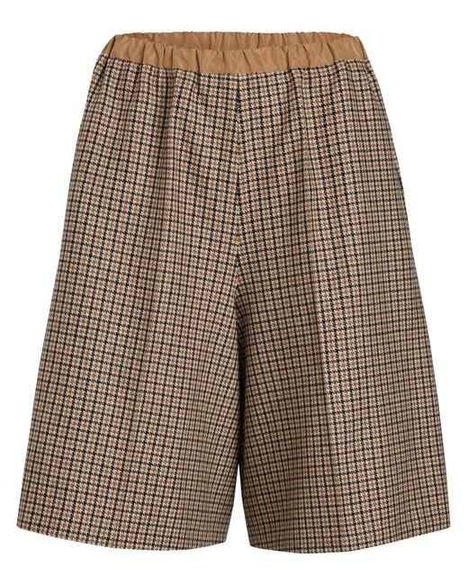 Patou Brown Houndstooth-Pattern Longline Shorts