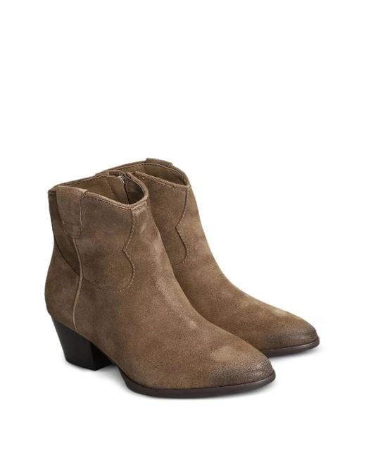 Ash Brown Zip-Detail Suede Boots
