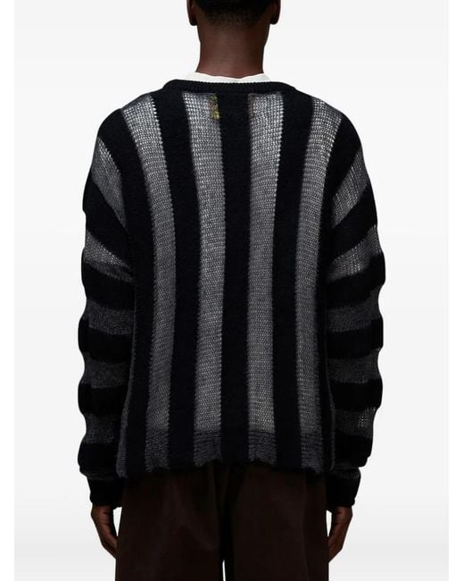 Brain Dead Black Fuzzy Threadbare Sweater for men