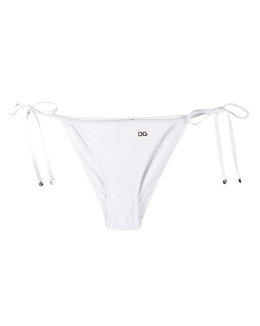 Dolce & Gabbana White Logo-Tag Bikini Bottoms
