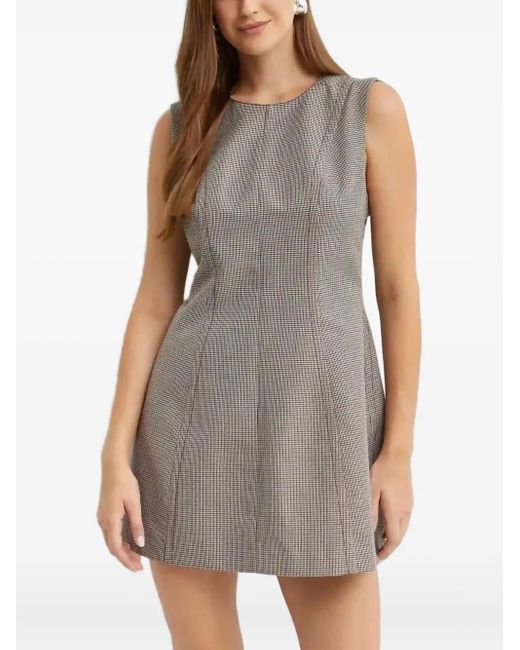 Marni Gray Houndstooth-Pattern Flared Mini Dress