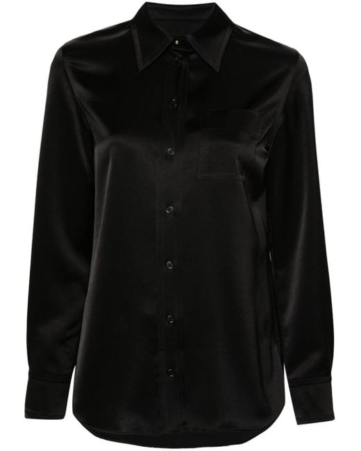 Lanvin Black Long Sleeve Satin Shirt